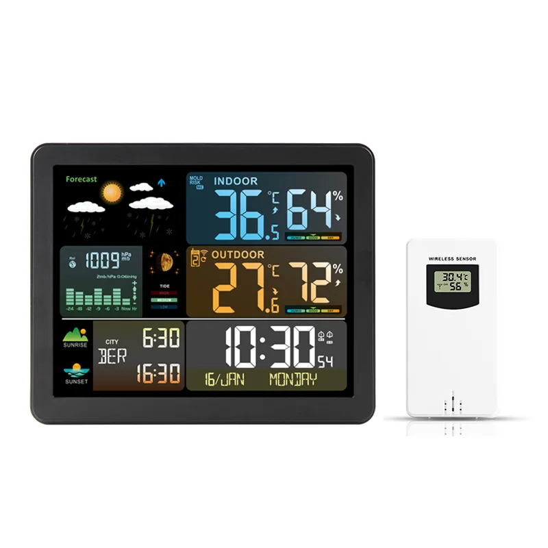 Garden Weather Station - Jam meja elektronik nirkabel, pengukur suhu